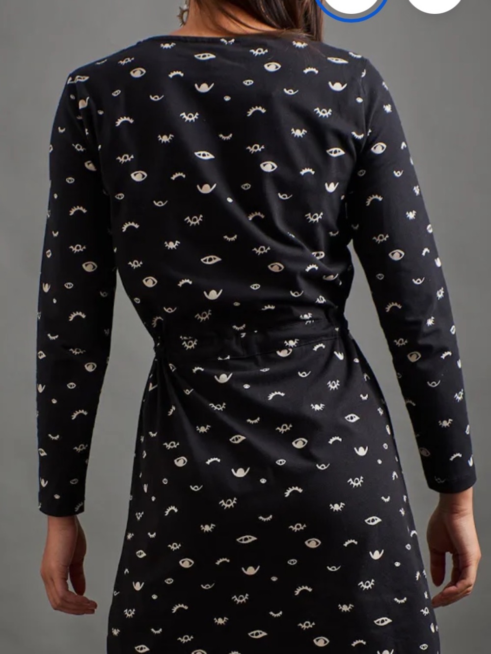 MATA TRADERS organic cotton ABBY LONG SLEEVE jersey knit DRESS medium mini BLACK - Picture 4 of 9